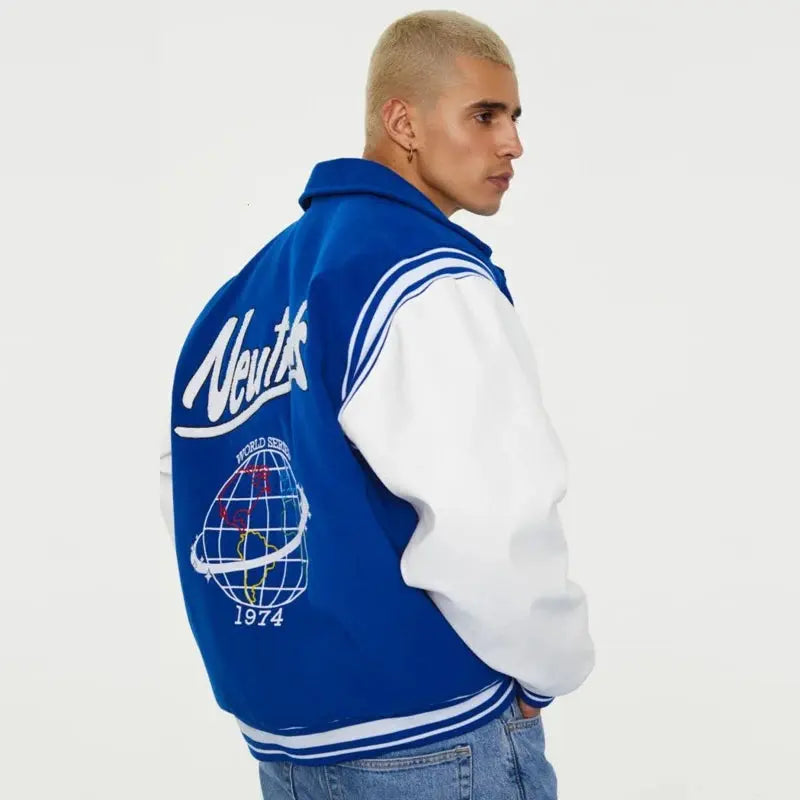 Hip Hop Baseball Jacket Men Streetwear Retro PU Sleeve Leather  Embroidery Coats Mens Harajuku Neutrals Blue Varsity Bomber Coat Pluto Clo uk | Official Website