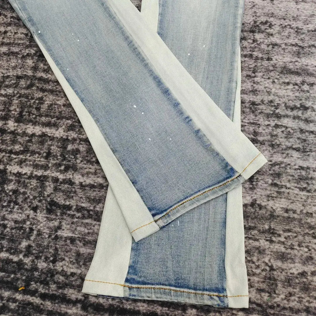 Pluto Preme Panel Men’s Designer Jeans - Blue and White Premium Denim - Slim Fit Streetwear Pluto Clo uk | Official Website