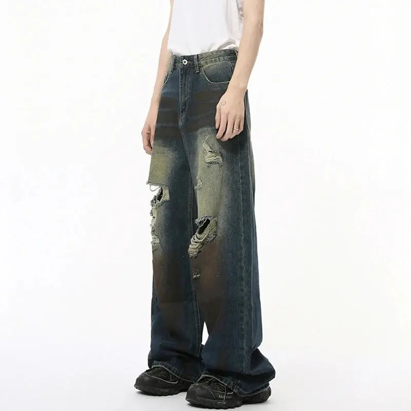 Pluto High Street Holes Blue Denim Pluto Clo uk | Official Website