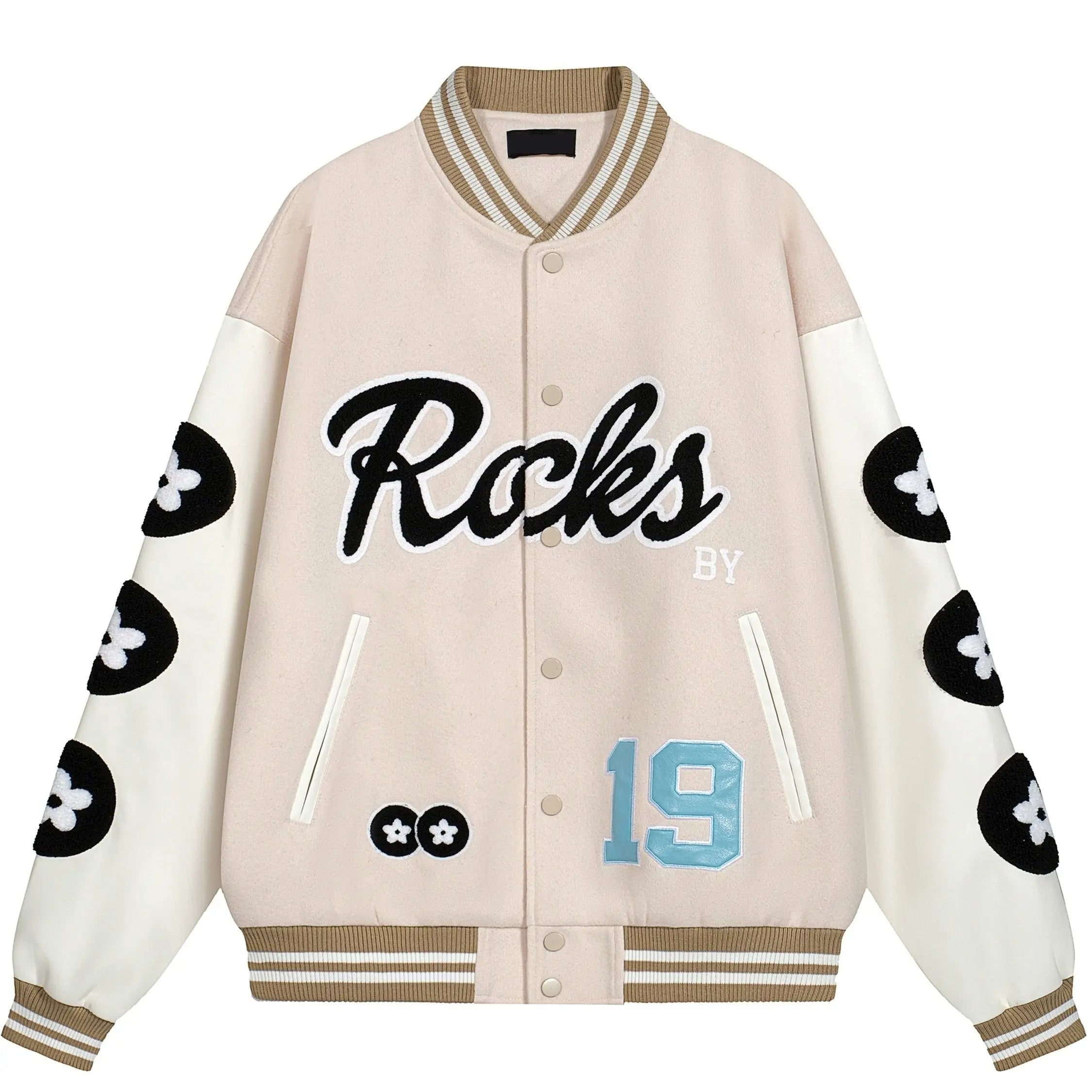 Pluto Rock Beige Varsity Jacket Pluto Clo uk | Official Website